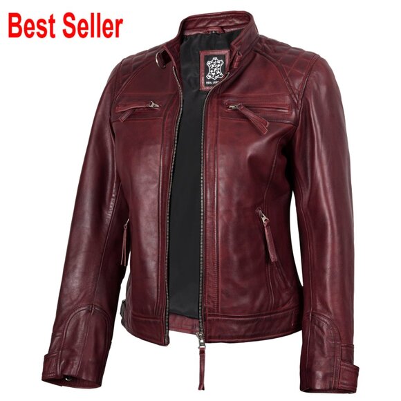 Jackets & Blazers - Real Lambskin Leather Jacket Cafe Racer Style Zipper Pockets Adjustable